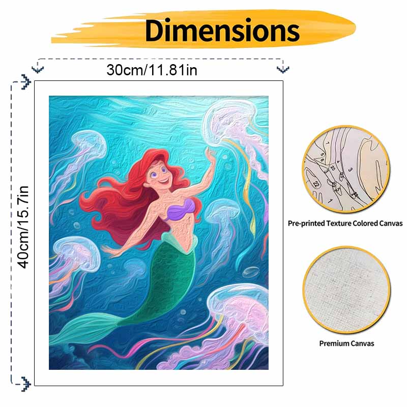 Disney Digital Oil Painting Art Kit Mermaid Underwater Scene Handmade Coloring Painting Home Decor
