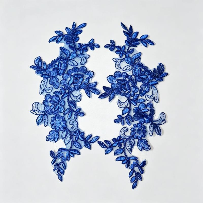 10Pcs Floral Lace Applique Pair Embroidery Flower Patch Sew On Lace Motif For Wedding Dress Garment Decoration