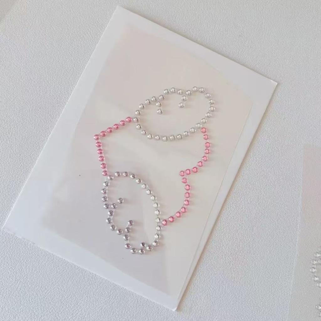 3D Rhinestone Chain Photo Card Stickers Korean Style Music Note Wing Crystal Diamond Sticker for Scrapbook Journal
