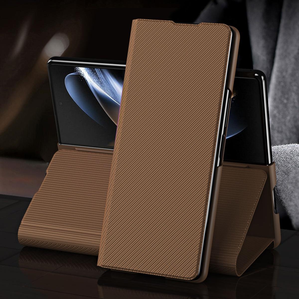 

Чохол-сумка для захисту від падіння для Samsung Galaxy Z Fold 5 4 5G Fold3 Fold4 Fold5 Fold 3 2 Fold2 Шкіряні чохли для телефонів for Samsung Z Fold 5 коричневий