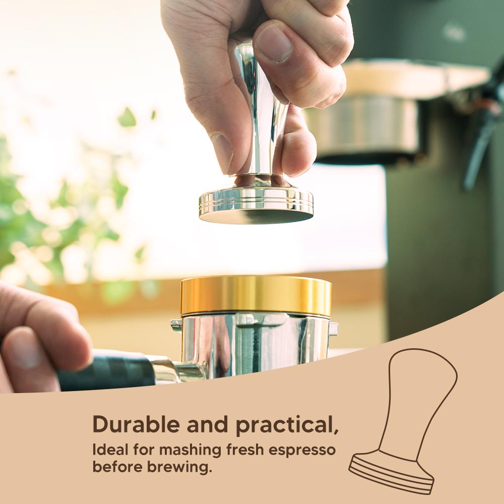 Presă Cafea Inox Presă Pudră Cafea Espresso Pentru Portafiltru DeLonghi 51mm Cupă de Infuzare Inel de Dozare Aluminiu