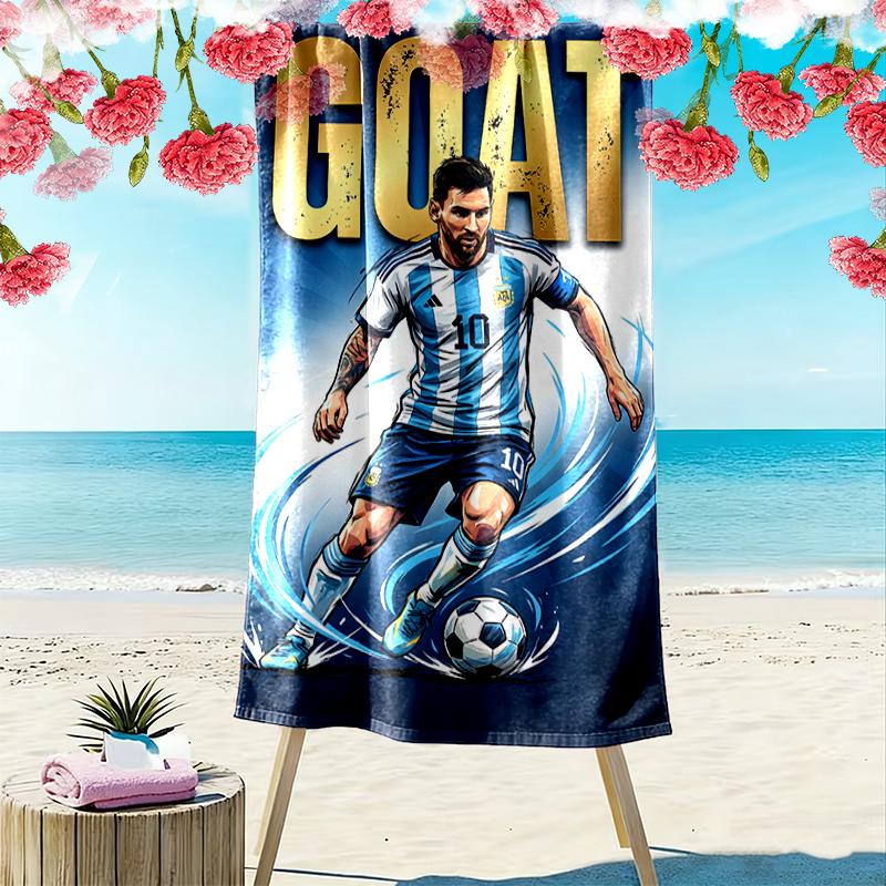 Football Star Messi Beach Towel Suitable for Travel, Outdoor Activities, Swimming Pools, Yoga, Surfing, Camping, Hiking, Gym