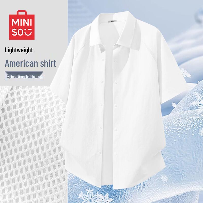 

MINISO Men s Casual Breathable Mesh Short Sleeve Shirt XL