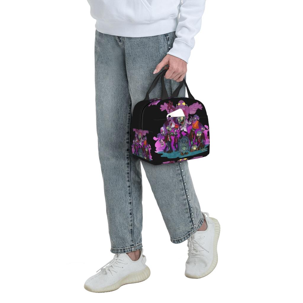Sacs-repas isothermes personnalisés Plants Gaming Zombies pour Femmes Hommes Refroidisseur Portable Jeu Vidéo Boîte à déjeuner thermique pour le Travail l'École le Voyage