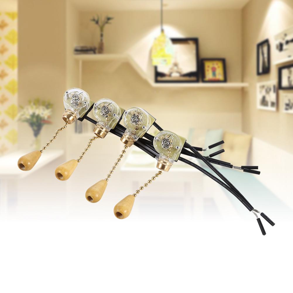 4 bucăți Ventilator de tavan pentru casă Lampă de perete de schimb Comutator cu cablu de tragere 250V 125V
