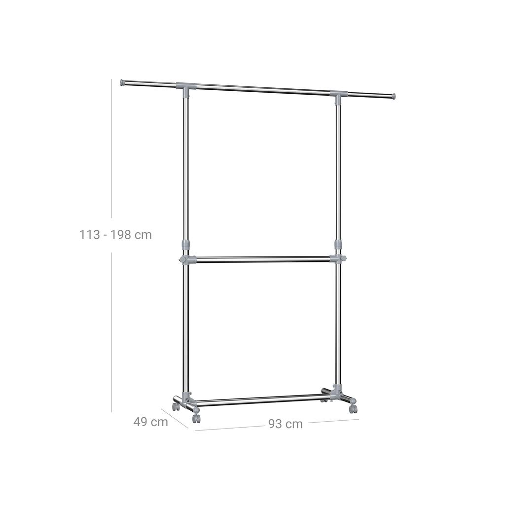 SONGMICS Clothes rack, grey, (101-163) x 49 x (113-198) cm