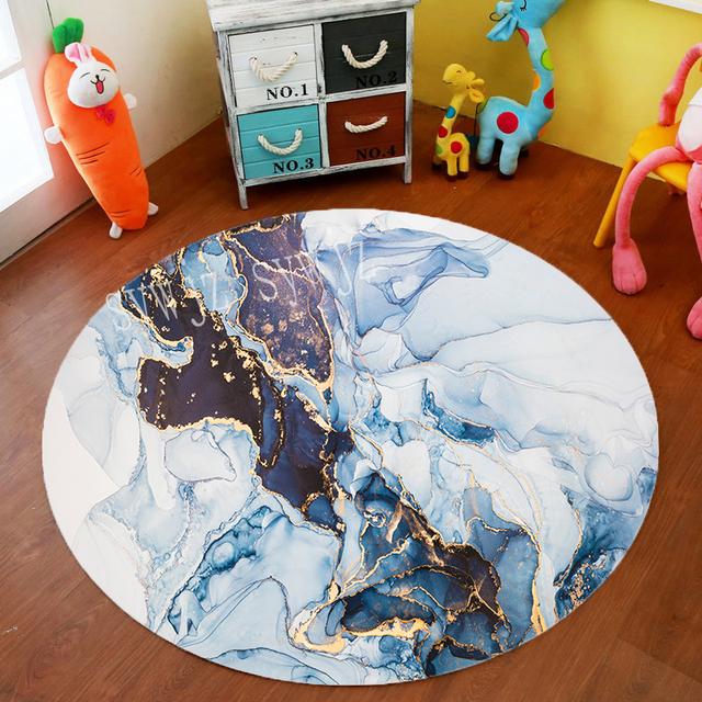 Marble Geometric Round Carpet Living Room Office Chair Computer Table Mat Home Anti -Fouling Decoration Bedroom Coffee Table Mat
