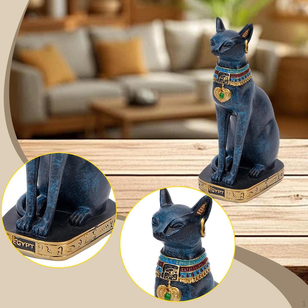 Cat Bastet Statue Figurine Tabletop Decoration Animal Sculpture Ancient Collectible for Living Room