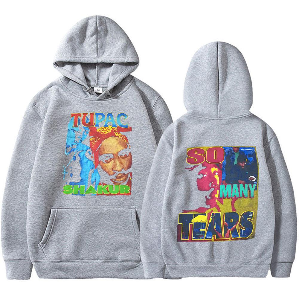 Rapper Tupac 2pac Shakur Hoodies So Many Tears Men Hip Hop Casual Hoodie Vintage Pullovers Loose Jogger Hoodie Y2k Clothes Men