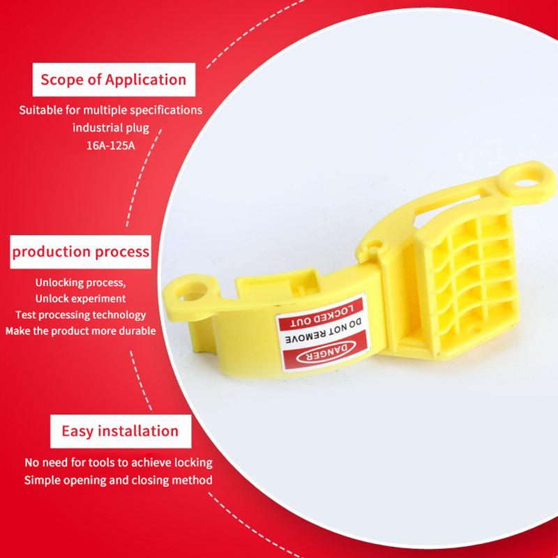 Industrial Plug Lockout with Padlock Waterproof Multipurpose Power Connector Device for Factory Machine Maintenance