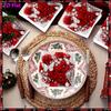 20pcs Disposable Napkins with Rose Pattern Print for Wedding,Parties,and Daily Use for Thanksgiving Fall Christmas Table Decoration