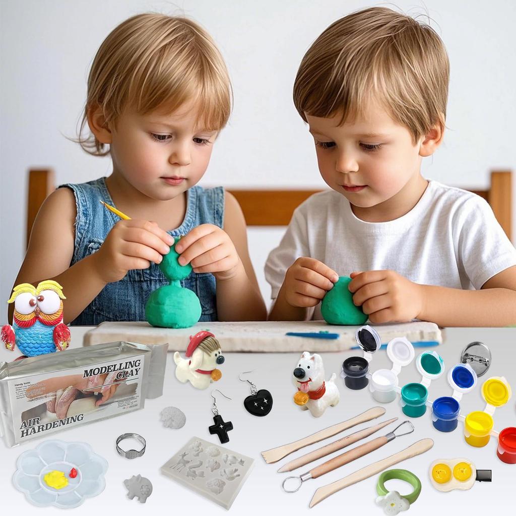 OTONOPI Clay Toy Modeling Clay Kit with Clay Air Pottery 45 12 for and Christmas Ages Set, Kids' Tools, Drying, Crafts, Pieces, Colors, Kids, Adults,