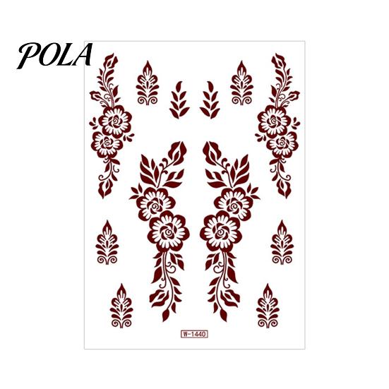 Henna Tattoo Stickers, Red Brown Waterproof Lace Temporary Tattoos, Indian Mehndi Body Art for Hands Feet, Festival Makeup