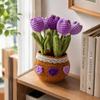 Potted Crochet Tulips Decors with Handcrafted Yarn Texture, Handmade Knitted Potted Flower for Tabletop Display, Gift for Women