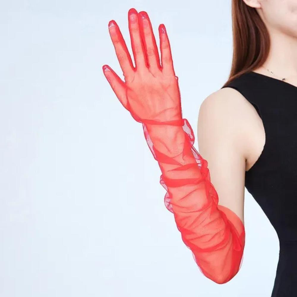 1Pc 70cm Sheer Tulle Gloves Photo Shooting Supplies Ultra Thin Long Gloves for women