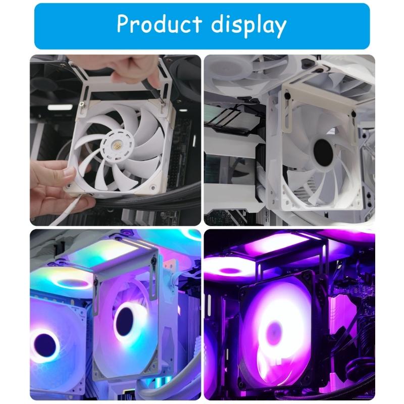 PC Water Cooling Radiators Bracket, 120mm Fan Mount Metal Stand for Pump Tanks Reservoir, Black