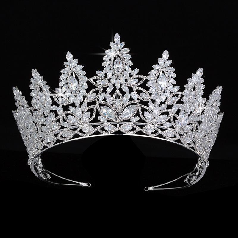 Echsio New Big Eye Zircon Bridal Copper Crowns Luxury Rhinestone for Women Wedding Accessories Tiaras for Women Party BC4626