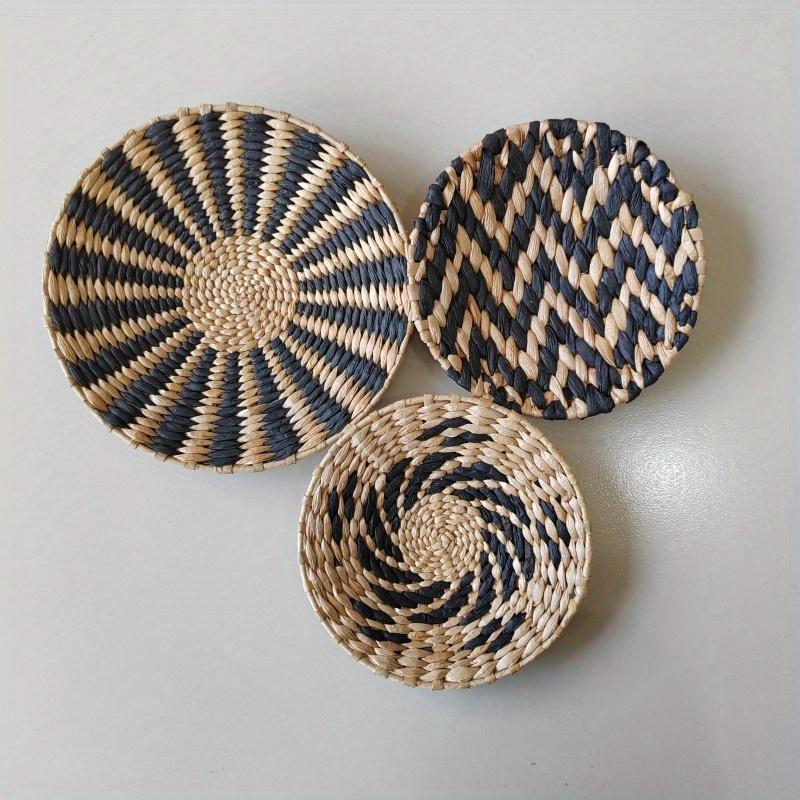 

3 шт. Черное волнистое настенное украшение Ручная работа Волнистая ротанговая подвеска на стену Подходит для кухни, спальни, столовой, гостиной