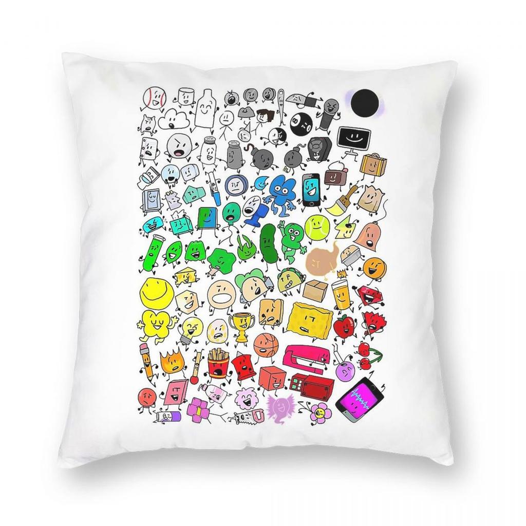 BFDI Inanimate Insanity Square Pillowcase Polyester Linen Velvet Printed Zip Decorative Pillow Case Home Cushion Cover