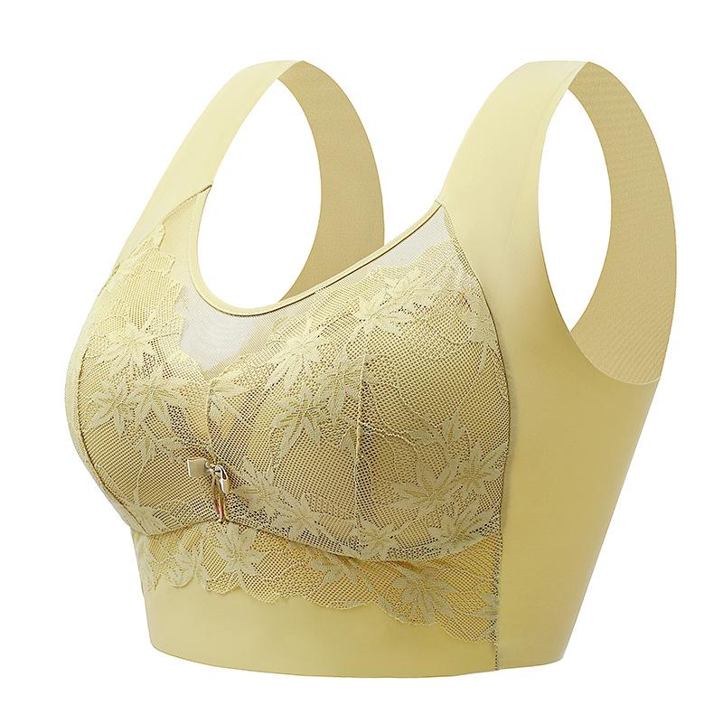Lace Mesh Seamless Vest-Style Wire-Free Plus Size Bra with Beautiful Back Design