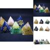 Unique Handmade Orgonite Pyramid With Natural Crystal Macadam For Radiant Home Decor