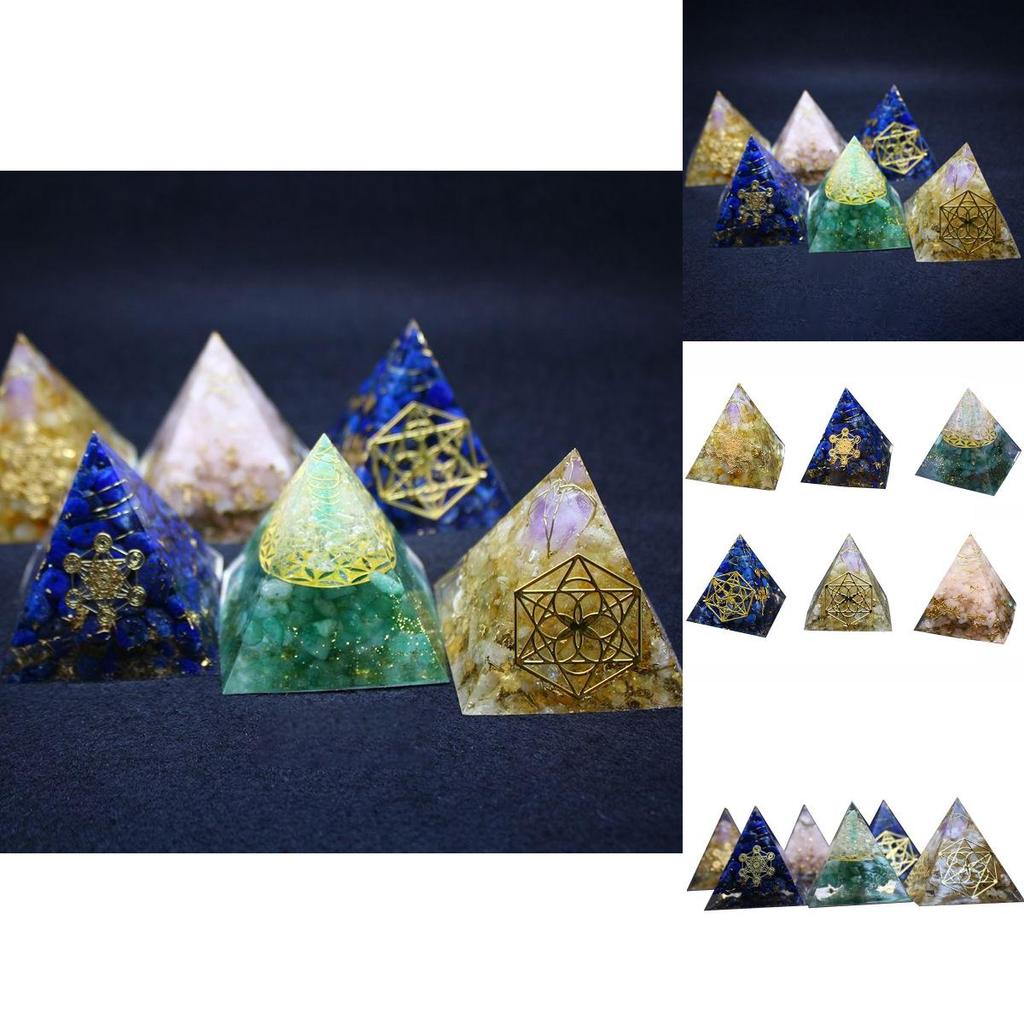 Unique Handmade Orgonite Pyramid With Natural Crystal Macadam For Radiant Home Decor