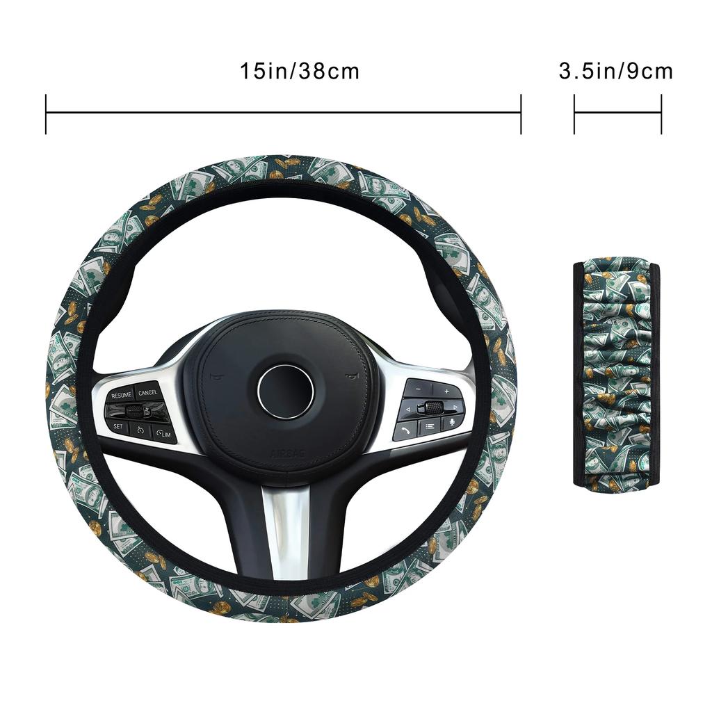 Car Steering Wheel Breathable Non-Slip American Flag Print Car Steering Wheel Cover Handlebar Wrap No Inner Ring Needed