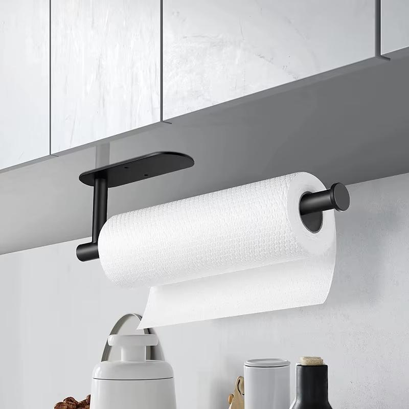 Adhesive toilet paper holder stainless steel wall mount kitchen roll towel rack napkin dispenser absorbent stand tissue hanger