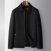 Men's 2025 Short Lapel Wool Jacket with Detachable Goose Down Liner - Light Luxury for Middle-aged & Youth, Warm Business Outerwear