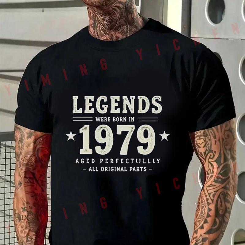 Legends Born In 1979 Design Men T-Shirt Moto Cotton O-neck Short Sleeve Hip Hop Tee