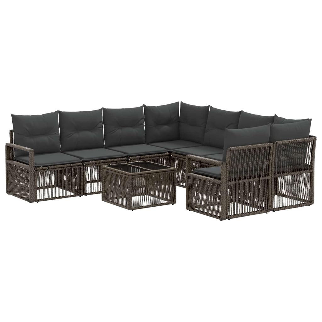 Garden Sofa Set 9 Pieces Grey Poly Rattan