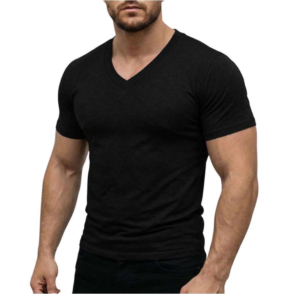 Men’s Lightweight V Neck Short Sleeve T Shirt Soft Breathable Stretch Casual Athletic Top for Everyday Wear