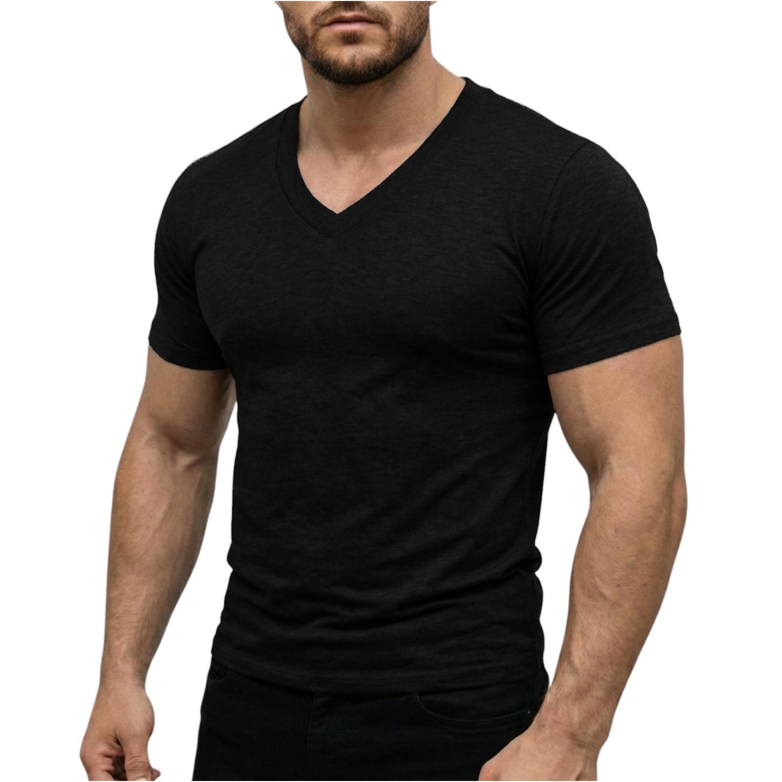 Men’s Lightweight Breathable V Neck Short Sleeve Shirt Soft Stretchy Casual Athletic Top for Everyday Wear L