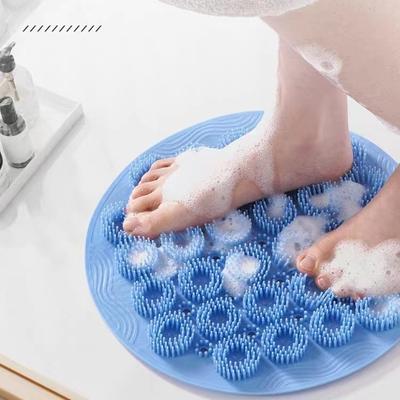 Silicone Bathroom Non-slip Massage Mat Exfoliating Shower Massage Scraper Bath Back Massage Brush Foot Wash Body Cleaning Bathing Tool