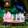 Oriental Poetic Painting Flocked Nine Tailed Fox Blind Box Collectible Anime Figure Creative Desktop Ornament Holiday Girl Gift