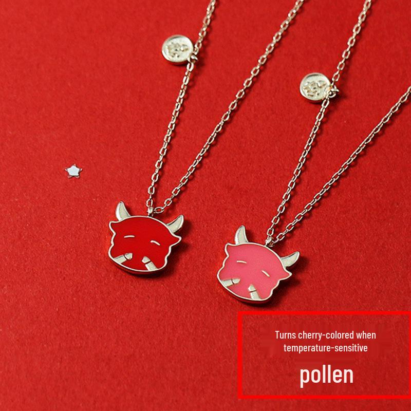 

Zodiac Cow Color-Changing Pendant Necklace – Birthday or Christmas Gift for Best Friend 303 Cute Cow Bracelet (Rose Gold)