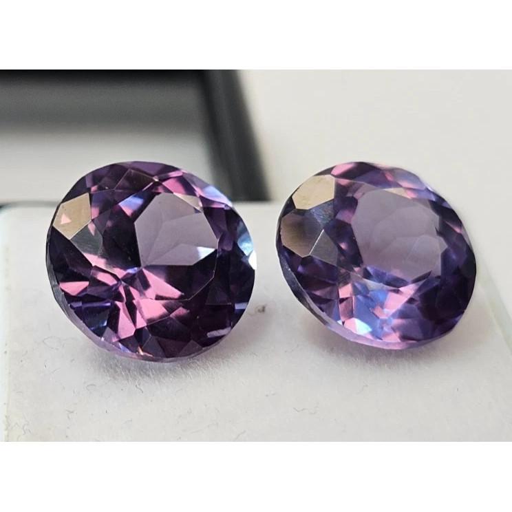 Round Cut Natural Alexandrite Color Change 12-13 Ct Pair Fabulous Gemstone