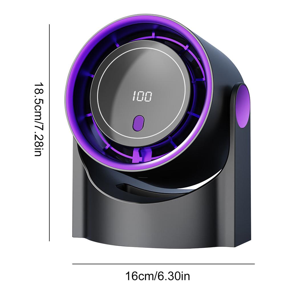 Turbo Table Fan 100 Speeds Digital Display Personal Fan with Rechargeable Battery Wall-Mouted Design for Bedroom Home Office