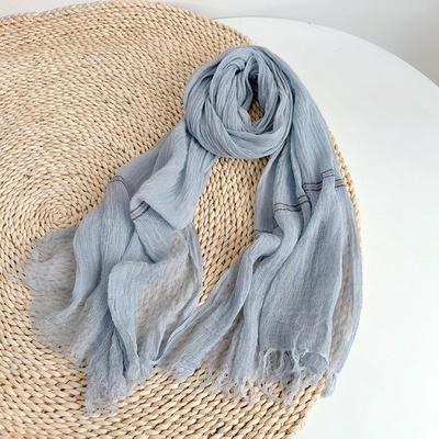 Retro Relax Soft Comfortable Cotton Linen Scarf Chic Pleated Women's Autumn Winter Unisex Long Scarves 75*210cm