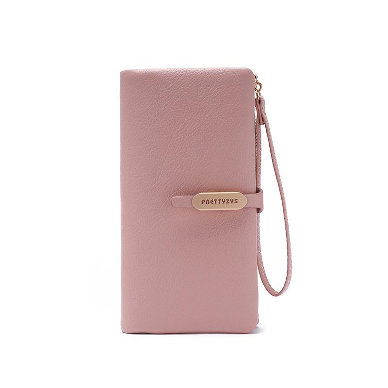 Women's Long Wallet PU Small Fresh Simple Solid Color Zipper Women's Handbag Convenient Wallet