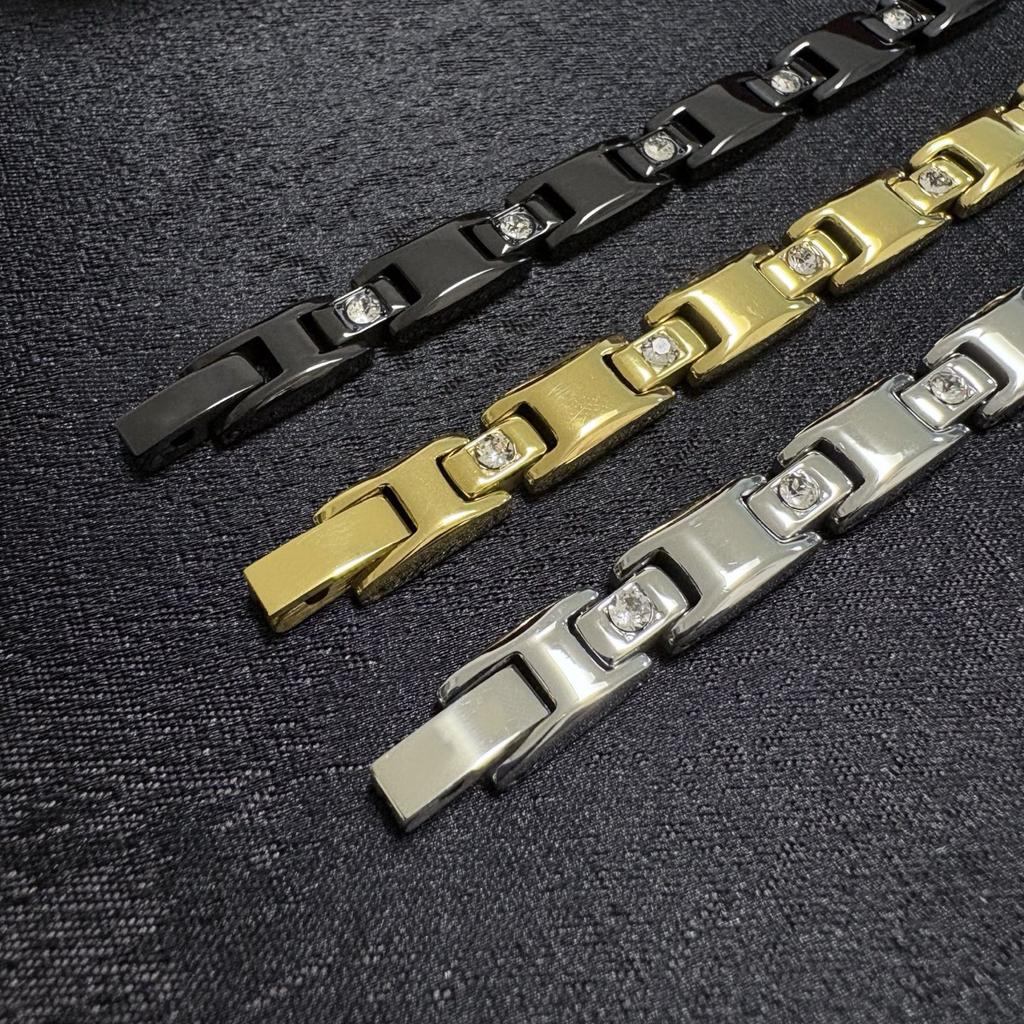 Large White Diamond Bracelet Golden Silver Black Chains Three-color Precision Crafted Version Daily Wear, Non-allergenic Material