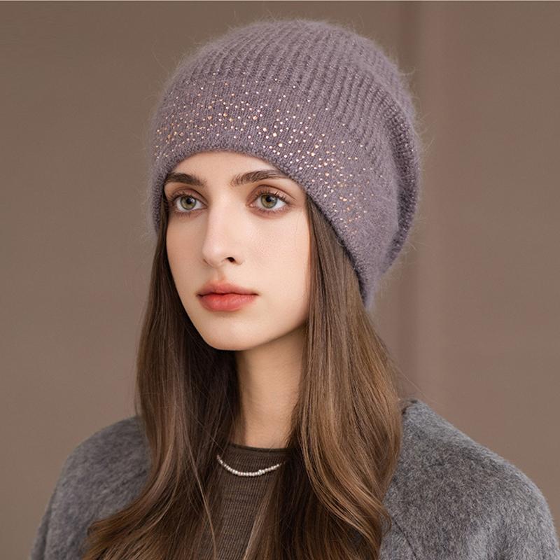 Thick Rabbit Fur Pullover Hat Women's Ear Protection Knitted Hat