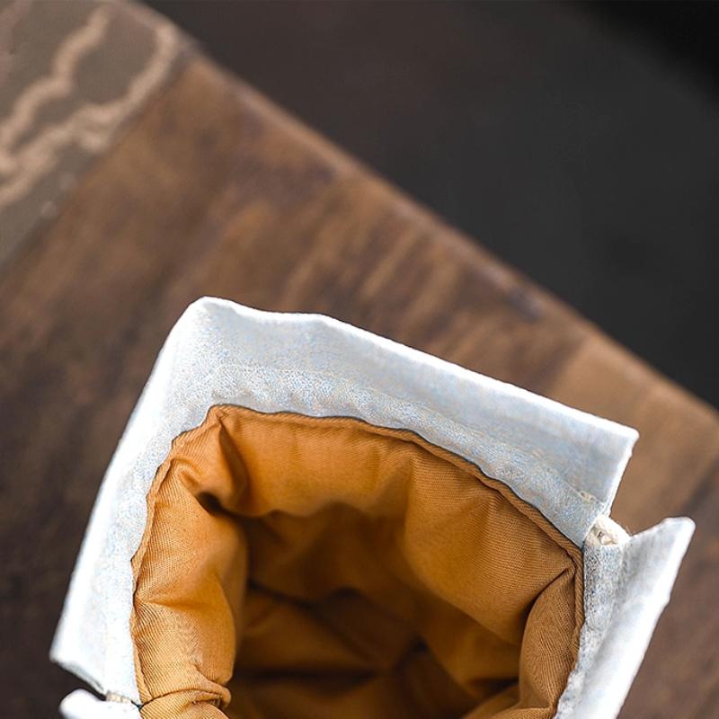 Tea Cup Storage Hand-held Cloth Bag Owner's Single Cup Silk Storage Bags Cotton Drawstring Protective Bag with Added Drawstring