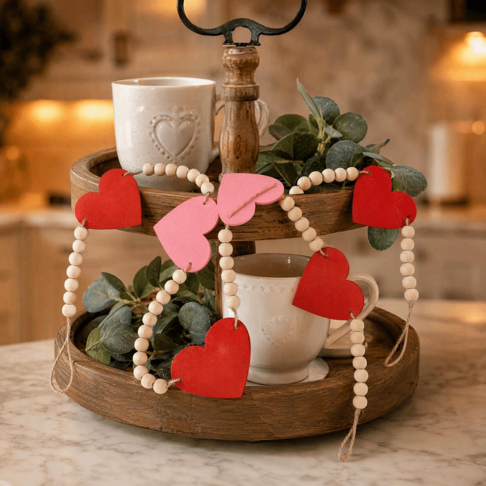 Pre-Made Hanging Loop Wooden Bead Garland Decorative Hanging Ornaments Wedding Anniversary Party