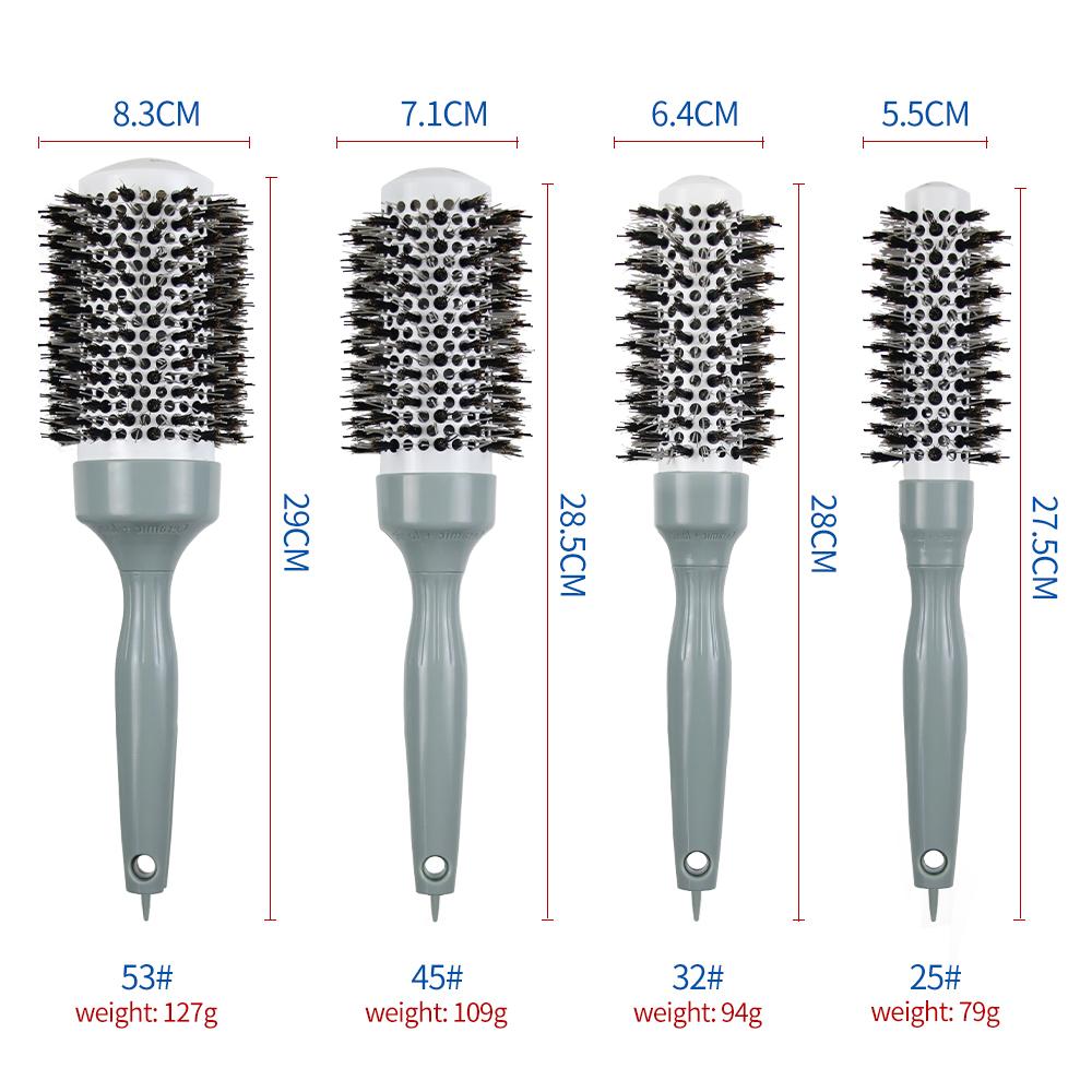 Hot Sale Green Grey Bristle Aluminium Tube Comb Hairdressing Curling Comb Air Conductive Styling Comb Anti-static Cylinder Roller Comb