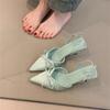 Niche Socialite High Heels Women's Spring 2025 French Temperament Elegant Bow Pointed Thin Heel Bag Head Sandals