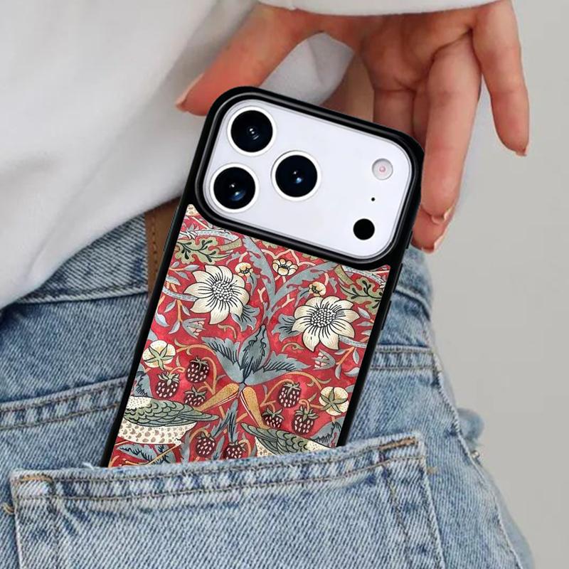 William Morris Strawberry Thief Phone Case for iPhone 17ProMax 12 13 14 15 16e 17 Pro Max Plus Air Cover