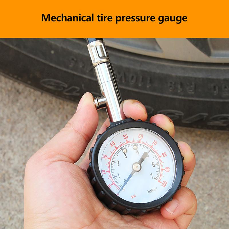 High Precision 100Psi Car Tyre Pressure Gauge Long Hose Tire Meter Detector For Auto Motorcycle Truck Tire Air Pressure Tester