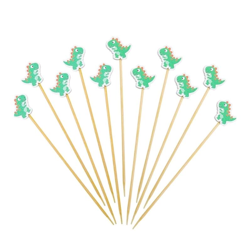

12cm Wooden Dinosaur Food Picks 100pcs Cute Party Supplies Efficient Appetizer Sticks for Cocktails Decors 1