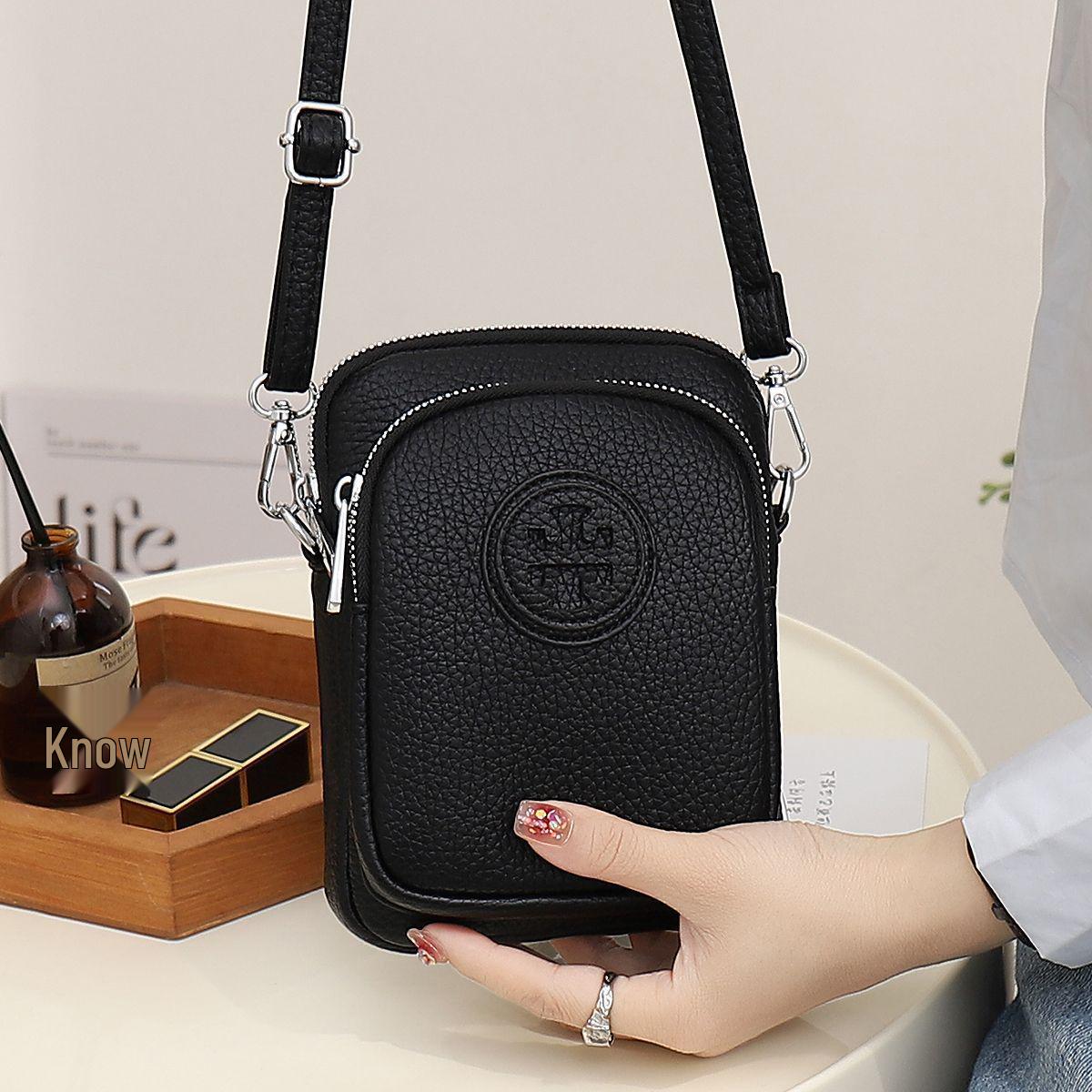 

Women s 2025 Double-Layer Large Capacity Vertical Crossbody Phone Bag чёрный